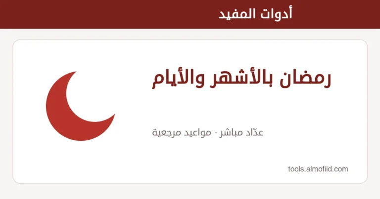 رسم توضيحي لأداة رمضان بالأشهر والأيام من أدوات المفيد